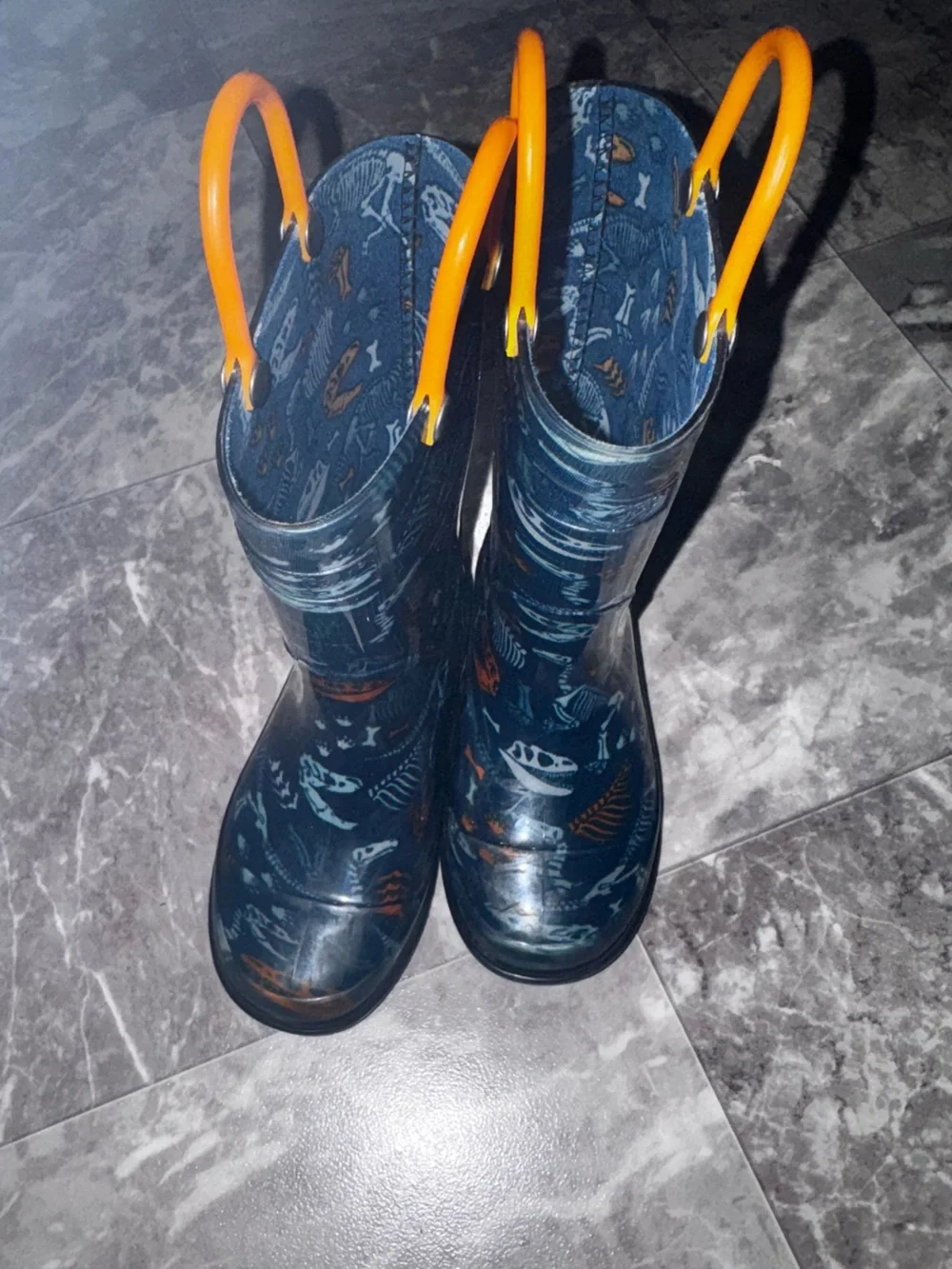 Western Chief Boys Dinosaur Fossil Rain Boots Size 9 Navy Blue